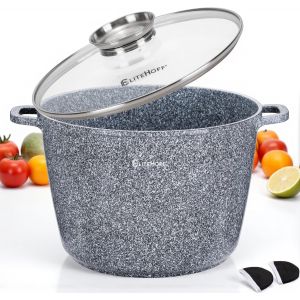 Subzonal-Casserole En Marbre Avec Couvercle, Pot En Aluminium Antiadh&eacute;sif Pour Soupe, Induction, Pour Tous Types De Cuisini&egrave;res (Gris, 15l &Oslash; 32 Cm) - Neuf