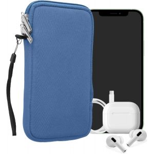 KAL-Housse Universelle Smartphone - Pochette De Protection 17,2 X 8,4 Cm Pour Téléphone Portable Xl - 6,7/6,8"" En Néoprène Bleu Azur - Neuf