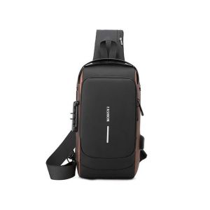 Sac De Poitrine Antivol Pour Homme Black Gold &iquest; Bandouli&egrave;re Polyvalente Pour Le Sport, Les Voyages Et Le Quotidien Avec Fermetures &Eacute;clair Verrouillables Et Tissu Imperm&eacute;able - Neuf