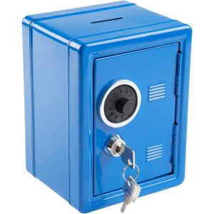 Coffre-fort bleu, couleur coordonnée, environ 12 x 10 x 18 cm, pour enfants, pour conserver de l'argent, des objets de valeur et d'autres objets importants. - Neuf