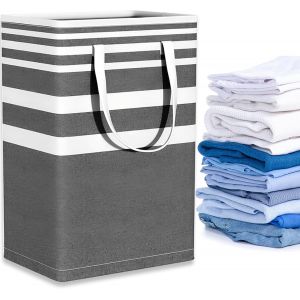LETNERNY-Grand Panier À Linge En Lin, 75L Corbeille A Linge Portable Avec Poignée, Panier Linge Sale Sac À Linge Pliable, Panier Rangement Pour Buanderie Chambre Salon (Gris Dégradé, 60Cm X 40Cm) - Neuf