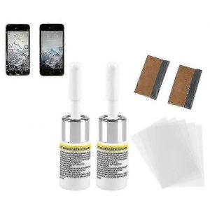Paquet de 2 kit de réparation de fissure d'écran de smartphone avec verre trempé,bandes adhésives pour ensemble d'outils de remplacement de verre LCD bricolage appareils mobiles - Neuf