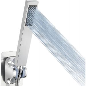 JGD-Pommeau de Douche &agrave; Main Enti&egrave;rement en M&eacute;tal, Pommeaux de Douche Haute Pression , Pommeau de Douche &agrave; Main Chrom&eacute; avec Ruban en T&eacute;flon, Carr&eacute; - Neuf