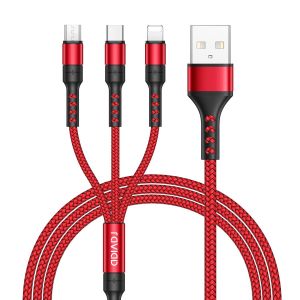 Thef-Câble Multi Usb, 3 En 1 Multi Chargeur Usb Câble En Nylon Tressé Avec Micro Usb Type C Connecteurs Pour Iphone 16/15/14/13, Samsung Galaxy S24 S23 S22 S21, Huawei P60 P50, Honor, Kindle-3m - Neuf