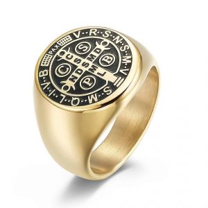 Vintage Hommes Exorcisme Bague Titane Acier Jésus Croix Bague De Protection Pour Hommes Bijoux De Prière Porte-Bonheur - Neuf