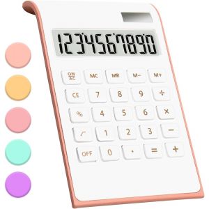 KALANKA-Rose Gold Calculatrice, Fournitures de Bureau et Accessoires, Batterie Solaire à 10 Chiffres, Double Puissance Avec Grand Écran LCD, Pour École et Bureau Rose - Neuf