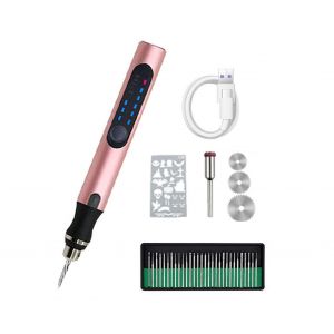 Stylo &agrave; graver &eacute;lectrique avec batterie rechargeable et jeu de 30 embouts - Neuf