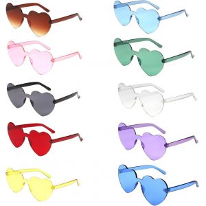 Asas-10 Pièce Lunettes Coeur,Lunettes Coeur Sans Monture,Lunettes De Soleil En Forme De Coeur D'amour,Pour Usage Quotidien,Fête Sur La Plage,Carnaval,Fête D'anniversaire(10 Couleurs) - Neuf