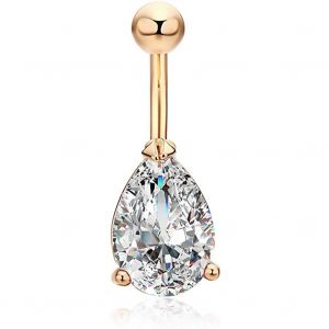 Piercing Nombril En Forme De Goutte D'eau En Acier Inoxydable Et Zircon Blanc - Neuf