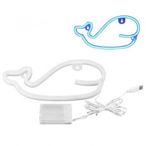 Hjlian Lampe Neon Led En Forme De Baleine, Luminaire Decoratif D'interieur, Ideal Pour Une Chambre A Coucher, Une Fete, Des Vacances Ou Un Cadeau D'anniversaire, Lumiere Bleue - Neuf