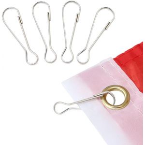 Crochet pour mât de drapeau, accessoires entièrement en acier inoxydable - Compatible avec les drapeaux à ?illets - Lot de 4 - Neuf