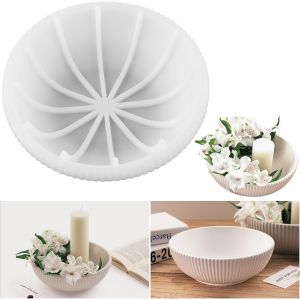 Moule Resine Epoxy Plateau,Moule Plateau En R&eacute;sine Silicone,Plateau Rond En Silicone,Plateau Avec Rainures,Rond Moule R&eacute;sine Coaster Pour Cendriers, Assiettes, Tapis De Bol - Neuf