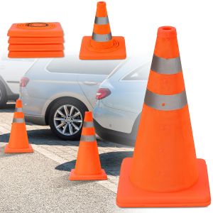 Lot de 4 C&ocirc;nes de Signalisation Pliables &iquest; R&eacute;fl&eacute;chissant, Id&eacute;al pour Parkings & S&eacute;curit&eacute; Routi&egrave;re - Neuf