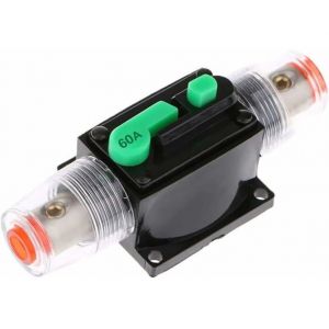 En Ligne Disjoncteur 12V-24V DC Stéréo de Voiture Fusible en ligne Titulaire de l'Onduleur avec réarmement Manuel Audio Inline porte-Fusible Disjoncteur pour l'Automobile, Bateau de la Marine, 60A - Neuf