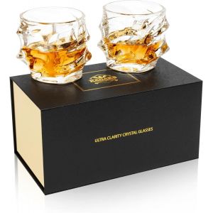 2 Pièces Verre A Whisky,Verres À Whiskey En Cristal Pour Scotch,Martini,Whisky,Cognac,Belle Boîte Cadeau,320 Ml - Neuf