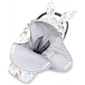 Ulteronixshop-Nid D'ange Couverture Bebe 90x90 Cm - Chanceliere Siege Auto Ou Enveloppante B&eacute;b&eacute; Poussette Cosy Lavable Nid D Ange Pour Naissance Enfant Minky Cerf Gris Clair - Neuf