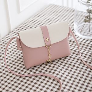 Petit sac à bandoulière avec pendentif, sac à bandoulière en cuir PU, porte-téléphone, sacs à main pour filles (rose) - Neuf