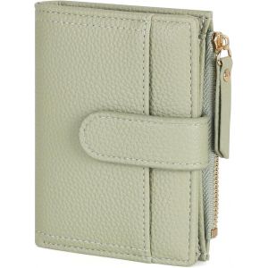 Portefeuille Femme Cuir, Porte Monnaie Femme Petit Portefeuilles Et Porte-Cartes Avec Fermeture Éclair Poche À Monnaie, Vert - Neuf