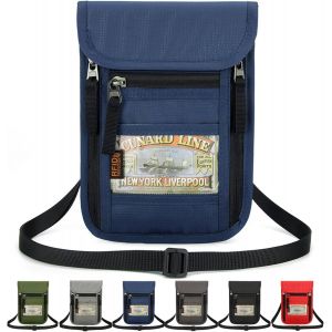nzqaf-Pochette Tour de Cou Voyage Bloqueur RFID,Pochette Passeport,Pochette Telephone Portable,Pochette Voyage Documents,étanche Sac de Voyage Portable, Peut Stocker Carte Documents - Neuf