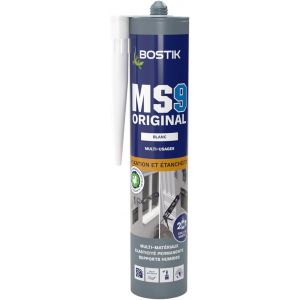 MS9 -Mastic de Fixation et &Eacute;tanch&eacute;it&eacute;-Colle et Joint-Formule MS Polym&egrave;res-Int&eacute;rieur/Ext&eacute;rieur-Couleur : Transparent-1 Cartouche 300 ml - Neuf