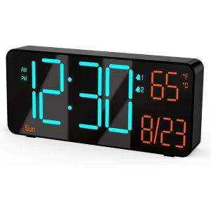 COPF-Horloge Numérique Pour Chambre À Coucher-17 Cm-Réveil Pour Salon,Gradation Automatique,Date,Semaine,Secondes,Température Intérieure,Petit Réveil Numérique Pour Salle De Classe - Neuf