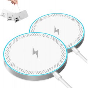 JGD-Chargeur Induction, Chargeur Mag-Safe Fil Chargeur Rapide Apple Mag-Safe pour iPhone 17/16/15/14/13/12 Series, Socle de Charge Magn&eacute;tique sans Fil pour AirPods 3/2/Pro, 2 Emballage - Neuf