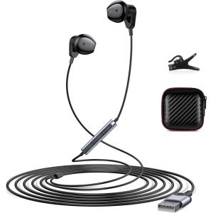 LORANKA-USB Headset for PC with Microphone USB Earbuds for Computer Headphones 2.3M Cordon USB-A Headset Audio Controls & Mute Function for Laptop Desktop PC Notebook Headset for Office Live Broadcas - Neuf