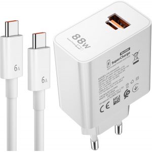 88W Supercharge Chargeur Rapide Pour Honor 200 400 Lite Magic6 Lite 2 Ports Pd Chargeur Rapide & 6A Câble Usb C 1M Supercharge Chargeur Pour Honor Magic7 Lite 6 Pro X6B X7B X8C 90 Pura 70 Pad X8A X9 - Neuf