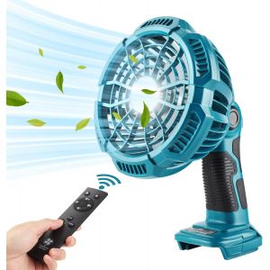 Ventilateur Portatif Avec Lampes Pour Batterie Li-Ion Makita 18V Ventilateur De Bureau Silencieux Rechargeable À Piles Usb Avec Télécommande Minuterie 4H, Flux D'Air Puissant, 3 Vi[VEN750721] - Neuf