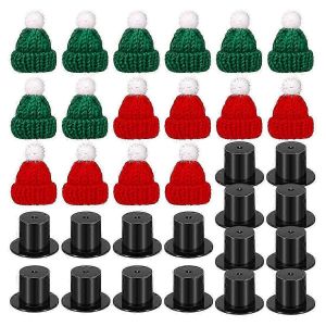 Les mini chapeaux de poup&eacute;e 32PCS comprennent 16 mini chapeaux de P&egrave;re No&euml;l &agrave; tricoter et 16 chapeaux de No&euml;l en plastique noir Miniature en plastique Top Hats Edition - Neuf