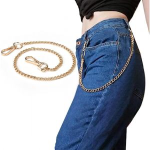 KAL-1 Chaîne En Acier Inoxydable, Chaîne De Pantalon En Acier Inoxydable Pour Accrocher Des Clés Ou Un Portefeuille Sur Un Pantalon, Convient Aux Femmes Ou/Et Aux Hommes, Or - Neuf