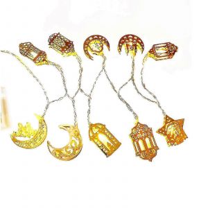 Guirlande Lumineuse De 1,5 M (5 Pieds) &Agrave; 10 Led Pour L'a&iuml;d Et Le Ramadan, Lanterne En Forme De Ch&acirc;teau, Croissant De Lune, Guirlande Lumineuse F&eacute;&eacute;rique &Agrave; Led, Style Musulman, Guirlande D&eacute;corative &Agrave; - Neuf