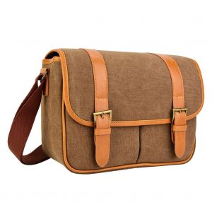 Sac a bandouliere pour appareil photo reflex numerique Canon, Nikon, Sony (marron) - Neuf