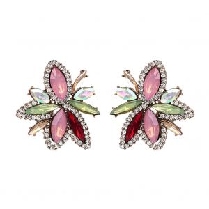 Boucles D'oreilles Tendance En Alliage De Zinc Avec Strass Pour Femme (Colorees) - Neuf
