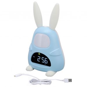 Horloge de sommeil pour enfants, lapin de dessin anime, rechargeable, LCD, reveil avec veilleuse coloree - Neuf