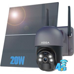ChenQuanSarl-4G Lte Caméra Surveillance Solaire Avec Carte Sim 20W Panneau Solaire, Enregistrement Continu 24/7 20,000Mah Batterie 2K Camera Extérieure Sans Fil, Vision Nocturne, Détection De Mouveme - Neuf