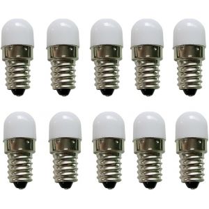 Lot De 10 Ampoules Led E10 3 V Blanc Chaud Ac/Dc E10 Miniatures À Vis 0,2 W 3000 K (3 V) - Neuf