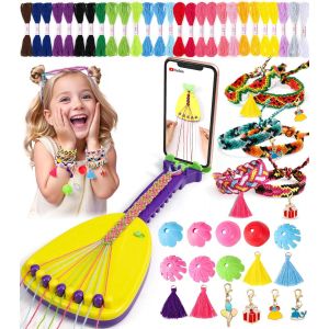 KALANKA-Kit Bracelet Fille, Kit d'artisanat de Bracelet d'amitié avec Support de Téléphone et 35 Fils avec 16 Décorations DIY, Kit Créatif Enfant Jouets, Cadeaux d'anniversaire pour âgés de 6 à 12 An - Neuf