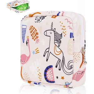 RFCBC-1 Pièces Pochette Serviette Hygiénique avec Zippée Tampons Trousse Rangement Sac Maquillage Petite Pochette Femme Tissu Coton Trousse Toilette Voyage Kit Fille Cadeau Anniversaire Noël - Neuf