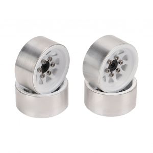 4 pièces 1in moyeu de roue RC léger universel RC voiture remplacement jantes en métal pour mise à niveau blanc - Neuf