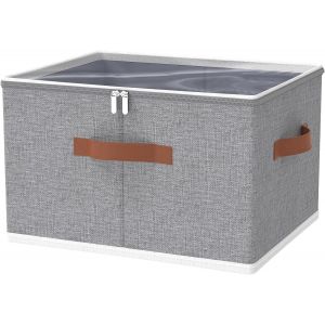 Boîte de Rangement avec Couvercle,Cube Pliable,Convient Pour Couettes,Couvertures,50 x 40 x 30 cm,Gris,Paquet de 1 - Neuf