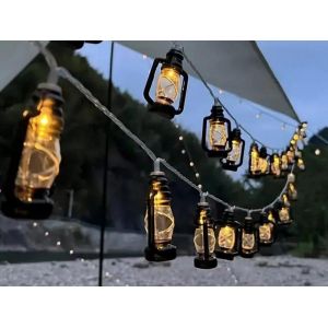 Guirlande Lumineuse &Agrave; 80 Led &Agrave; Huile Noire, Lanternes D'ext&eacute;rieur Aliment&eacute;es Par Batterie - Neuf