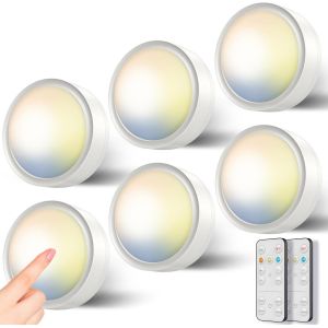 Spot Led A Pile Avce Télécommande, Dimmable 3Couleurs Eclairage Led Vitrine Sans Fil Lampe De Placard Adhesive Lumiere Cuisine Sous Meuble Magnétique Lampe Armoire Autocollant Veilleuse Pour Escalie - Neuf