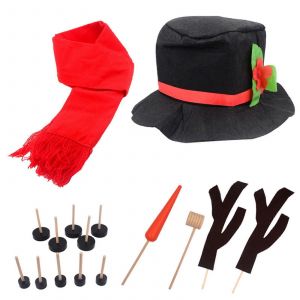 Kit De D&eacute;coration De Bonhomme De Neige, 16 Pi&egrave;ces, Ensemble De D&eacute;guisements De Bonhomme De Neige De No&euml;l, Jouet D'ext&eacute;rieur Pour Enfants, D&eacute;corations De No&euml;l, 1 Ensemble - Neuf