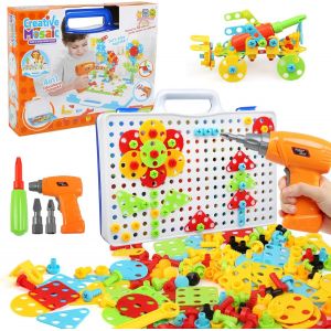 Jeu Mosaique Enfant, (237 Pcs) 3D Jeu De Construction, Perceuse Electrique Magique, Educatif Cadeau Montessori 3 Ans Pour Fille Garcon, Puzzle Cr&eacute;atifs - Neuf