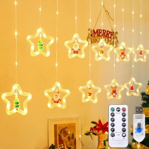 TRAHOO-Lumi&egrave;res de Fen&ecirc;tre de No&euml;l, Guirlande LED D&eacute;coration, Rideau Lumineux Int&eacute;rieur, 120 LED 8 Modes &Eacute;clairage pour Fenetre Mariage (Contient 10 Clips en S) - Neuf