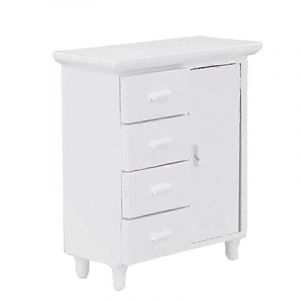 01 :12 Miniature Affichage En Bois Armoire Armoire Vitrine Maison De Poup&eacute;e Armoire Armoire Quatre Tiroirs Commode - Neuf