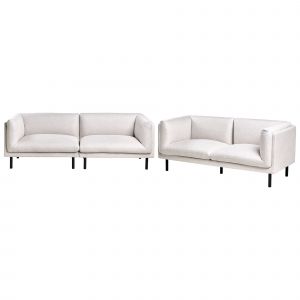 Ensemble De Salon Vorgod Tissu Beige Clair 5 Places - Neuf