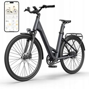 V&eacute;lo &Eacute;lectrique Ado Air 28 250w 36 V/9,6 Ah 25 Km/H Autonomie Maximale 100 Km 28*18'' Hydraulique +App - Noir - Neuf