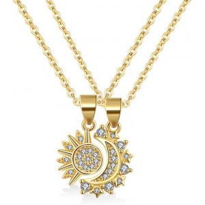 Bnhgo-Collier Couple Soleil Et Lune Cadeau Pour Couple Collier Fantaisie Pour Les Couples Et Les Meilleurs Amis - Neuf